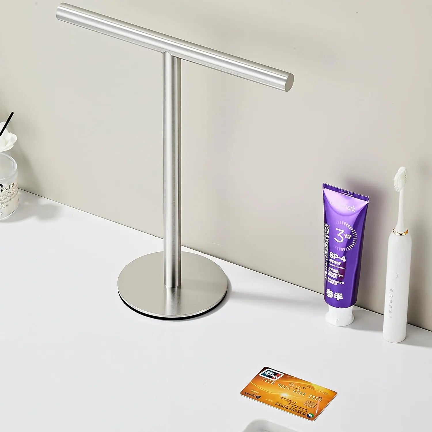 Porte-serviettes acier inox en forme de T 3