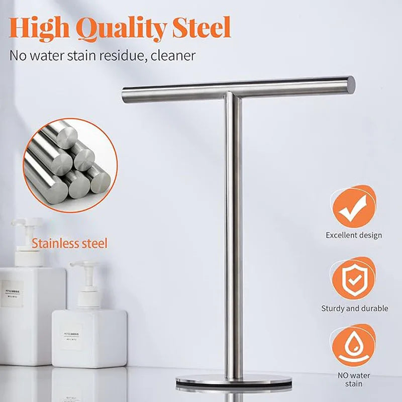 Porte-serviettes acier inox en forme de T 4