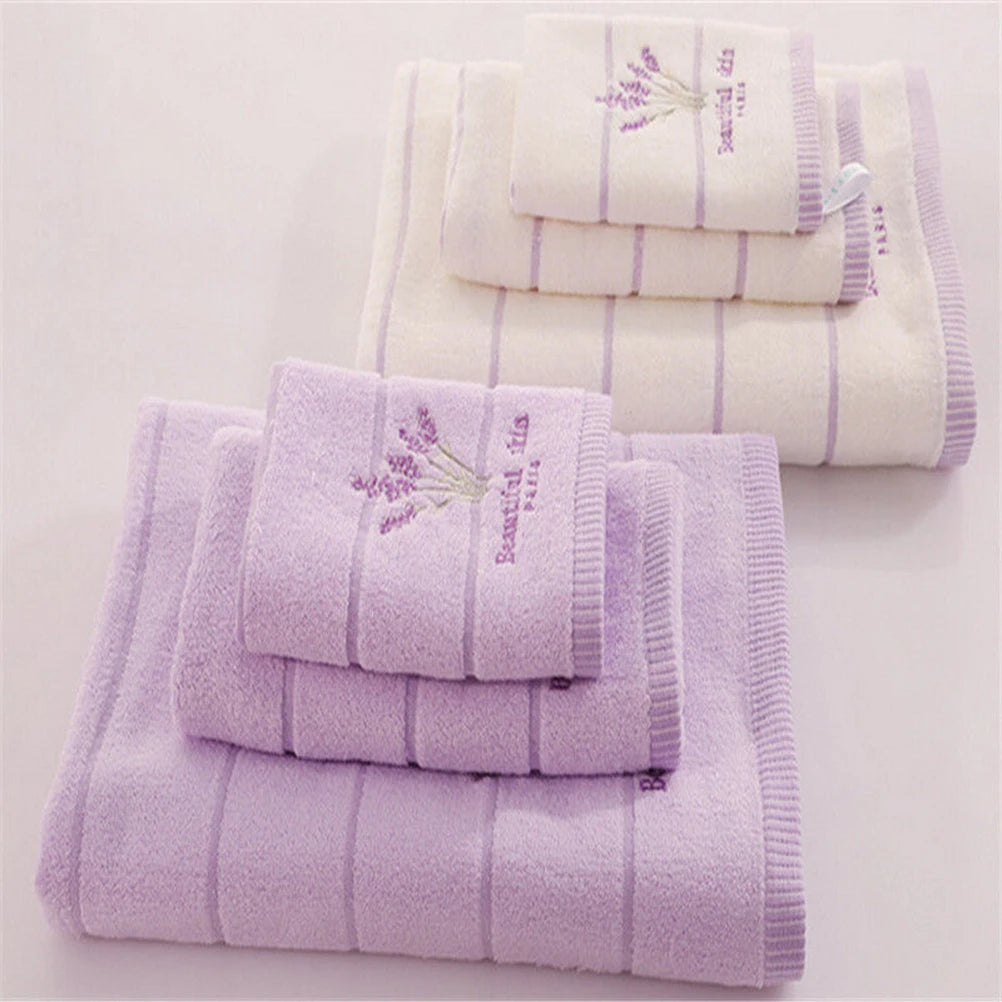 Serviette de Bain Brodé Lavande 5