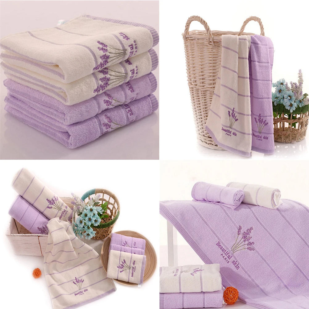 Serviette de Bain Brodé Lavande 6