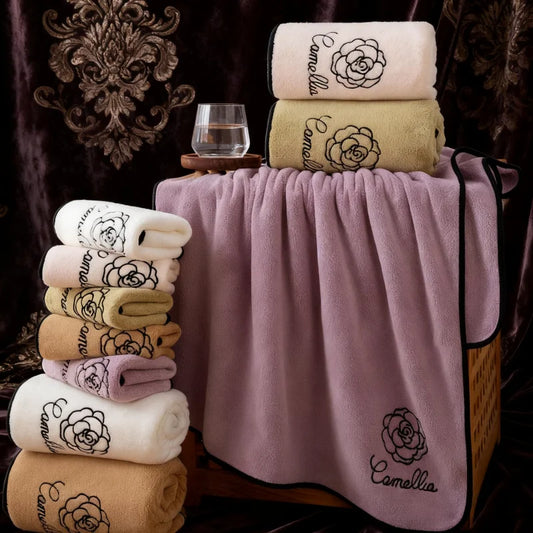 Serviette de bain en polaire corail Camellia