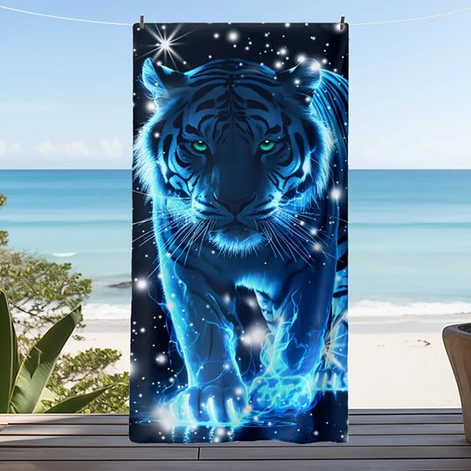 Serviette de bain tigre bleu