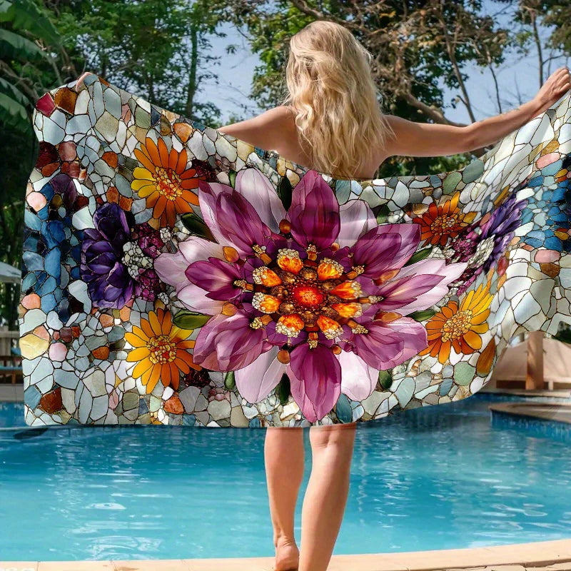 Serviette de plage à fleurs 2