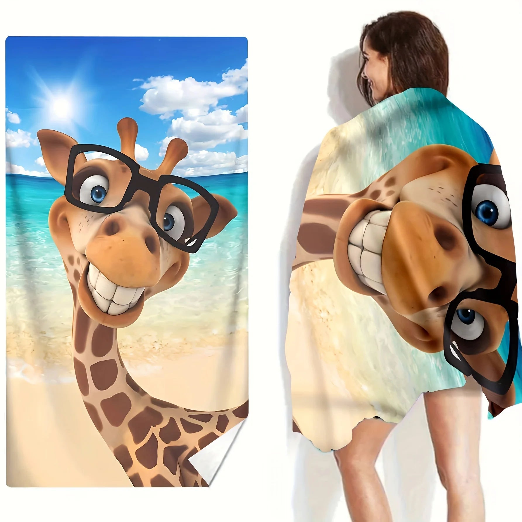 Serviette de plage girafe 2