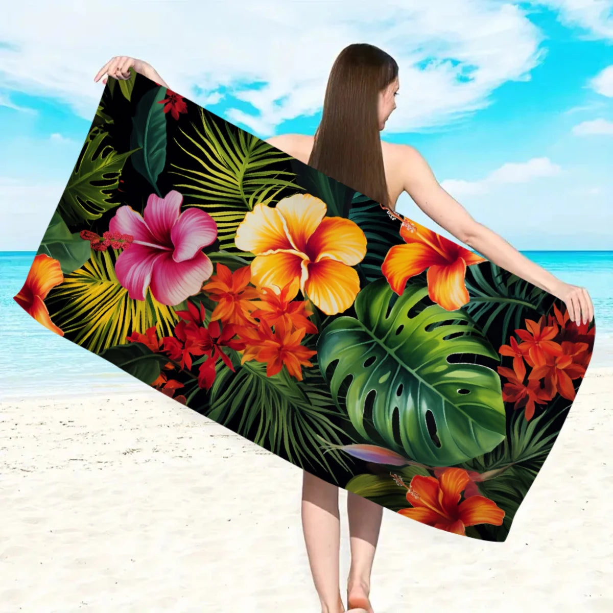 Serviette de plage hibiscus