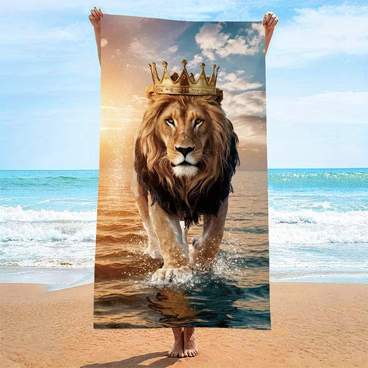 Serviette de plage lion couronné