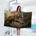 Serviette de plage tigre chasseur - Vignette | Serviettes de bain 