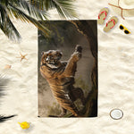 Serviette de plage tigre chasseur - Vignette | Serviettes de bain 