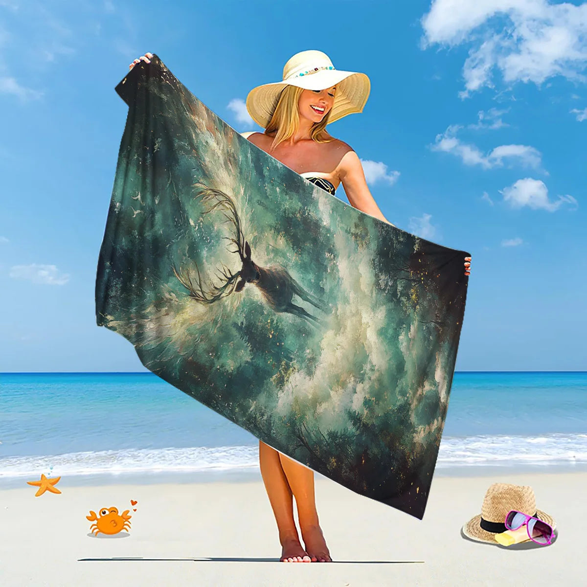 serviette de bain cerf