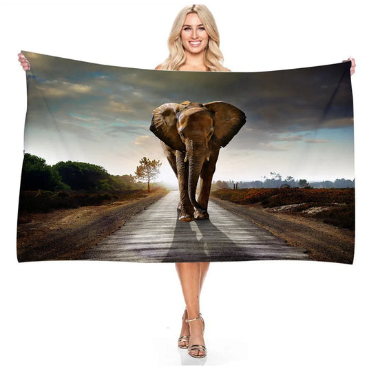 serviette de plage éléphant safari