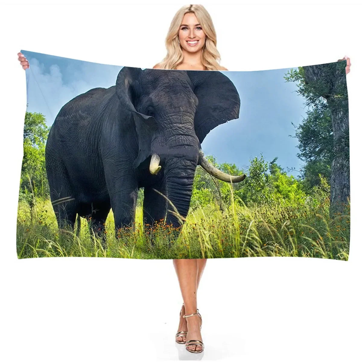serviette de plage éléphant safari 12